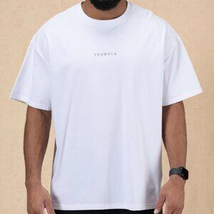 YOUNGLA Men's Tee-Shirt Size S Oversized # 420 White Wash Essentials
